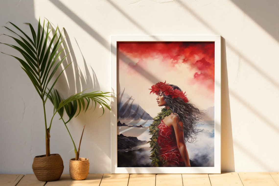 Hawaii Goddess Pele Watercolor Hawaiian Volcano Goddess Art Unique Hawaiian Gift - Image 5