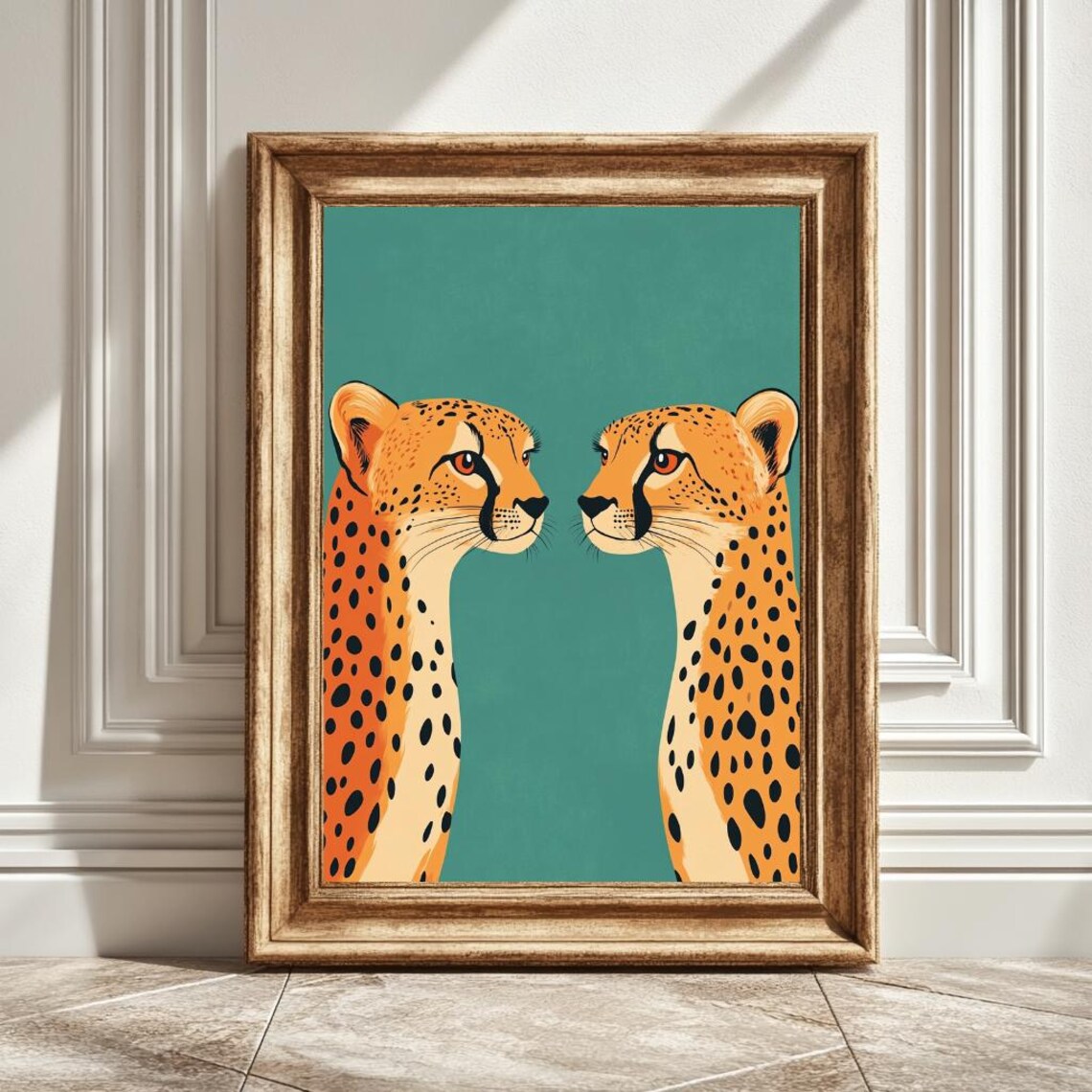 Cheetah Pair Art Print, Wildlife Nature Lover Gift