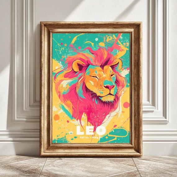 Funky Leo Astrology Wall Decor, Zodiac Art