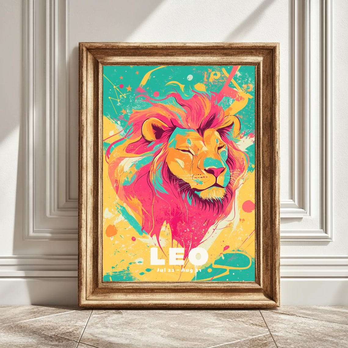 Funky Leo Astrology Wall Decor, Zodiac Art