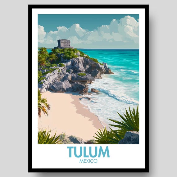 Tulum Poster, Mexico Beach Decor