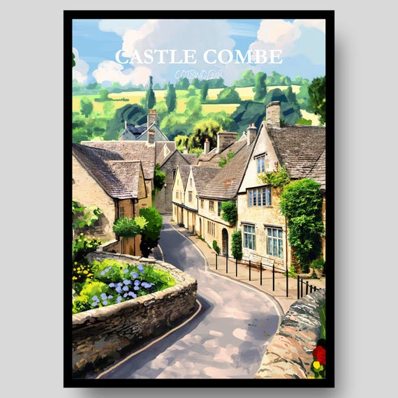 Castle Combe Poster Cotswolds Wall Art The Cotswold Gift Travel