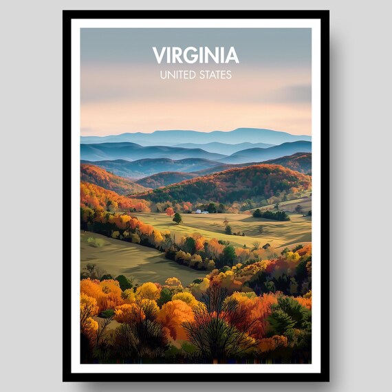 Virginia United States Blue Ridge Fall Foliage Mountain View Poster