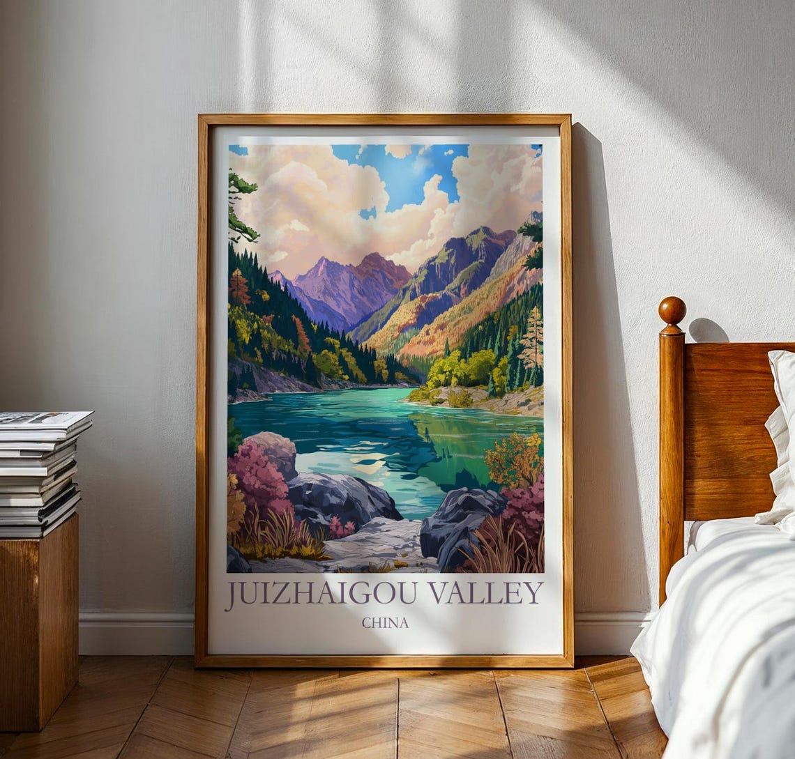 Jiuzhaigou Valley China Turquoise Lake Mountain National Park Poster