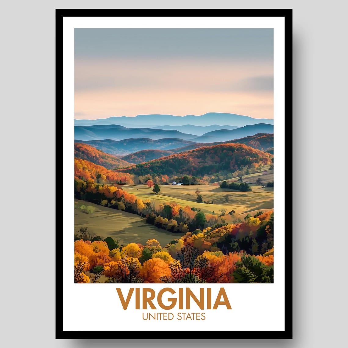 Virginia Travel Poster, Wall Art Print
