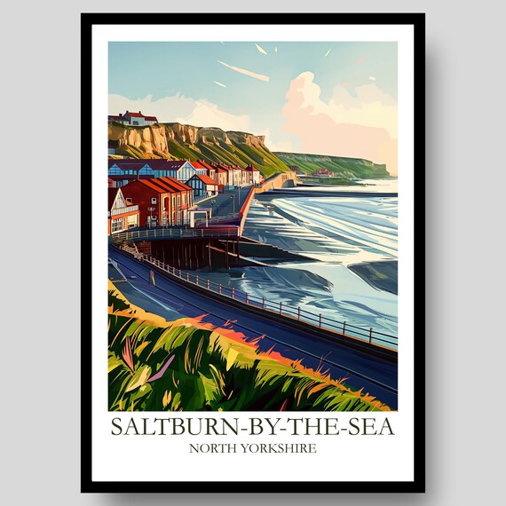 Saltburn By The Sea North Yorkshire Cliffs Pier Travel Art Poster