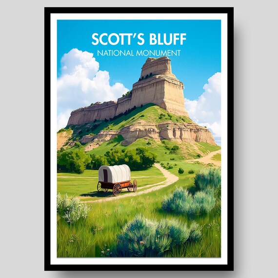 Scotts Bluff National Monument Historic Covered Wagon Poster