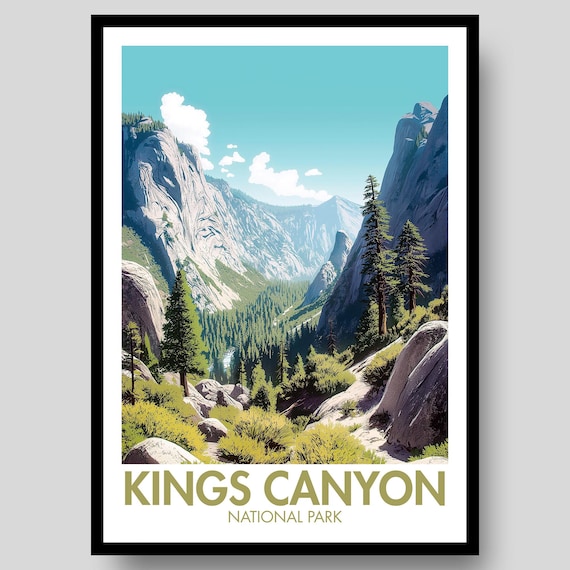 Kings Canyon National Park Granite Cliffs Vintage Travel Poster