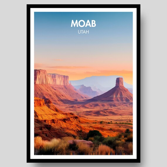 Moab Utah Red Rock Desert Buttes Golden Sunset Landscape Poster