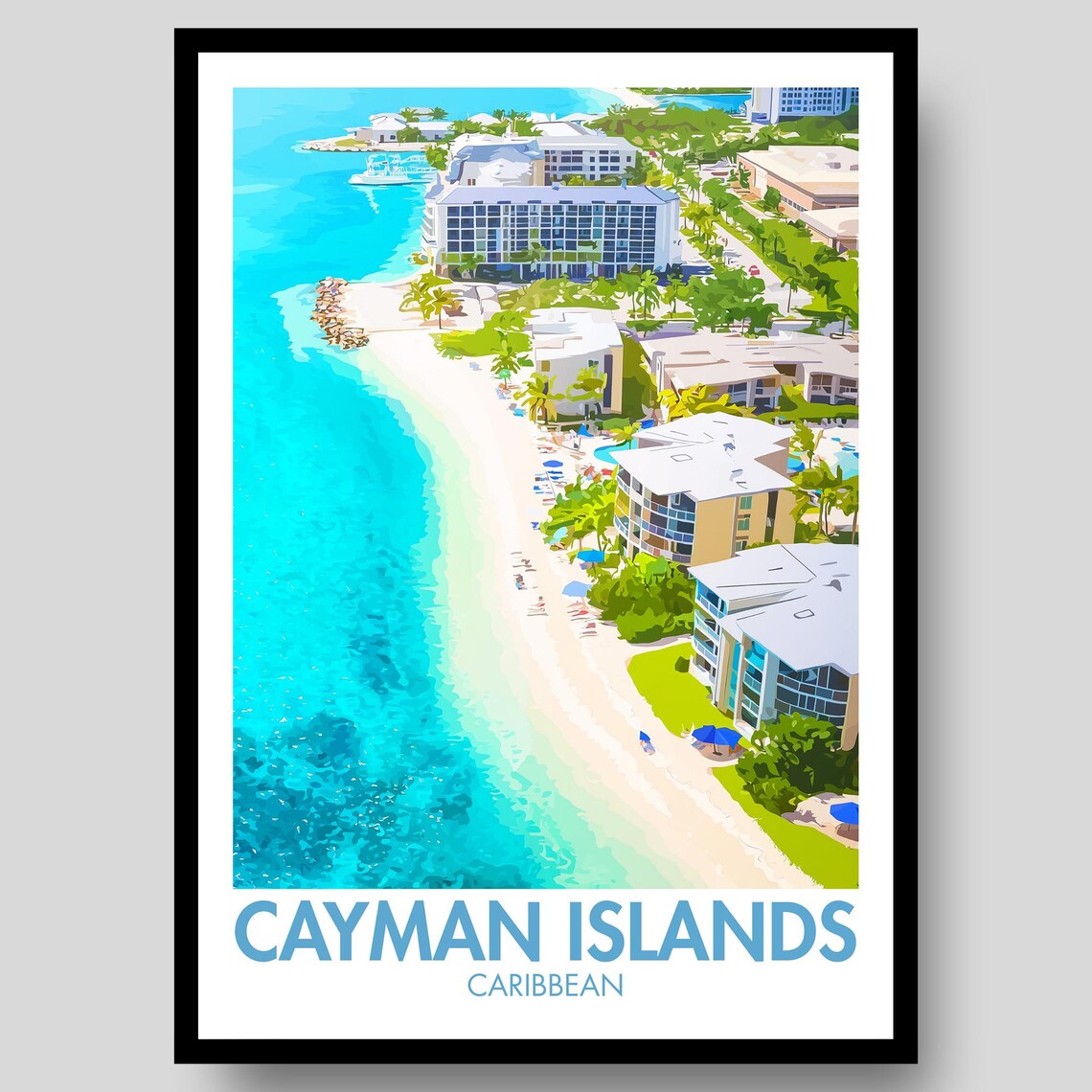 Cayman Islands Poster, Caribbean Island Art Print