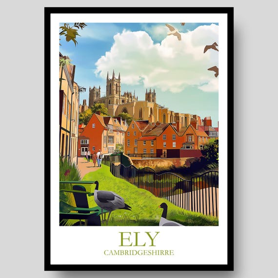 Ely Poster Cambridgeshire Print Cathedral Cambridge Art