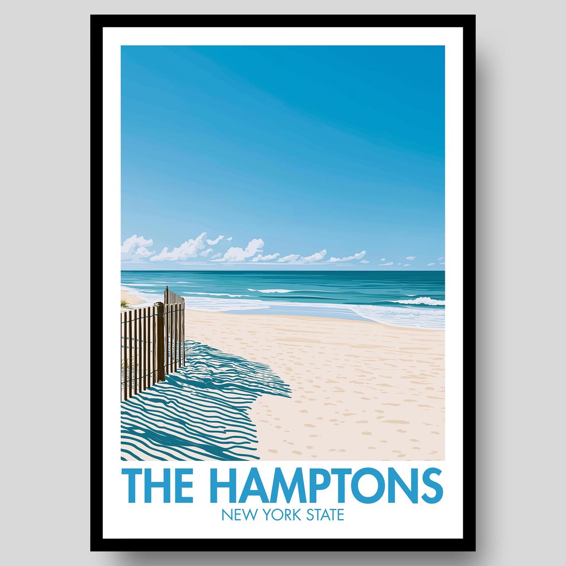 The Hamptons New York State Beach Dunes Coastal Ocean Scene Poster
