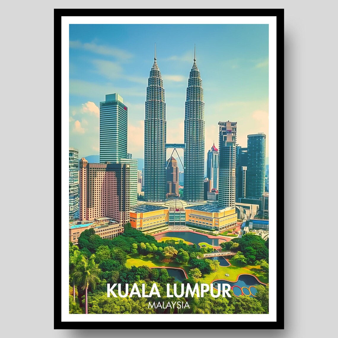 Kuala Lumpur Travel Poster, Malaysia Wall Art Print