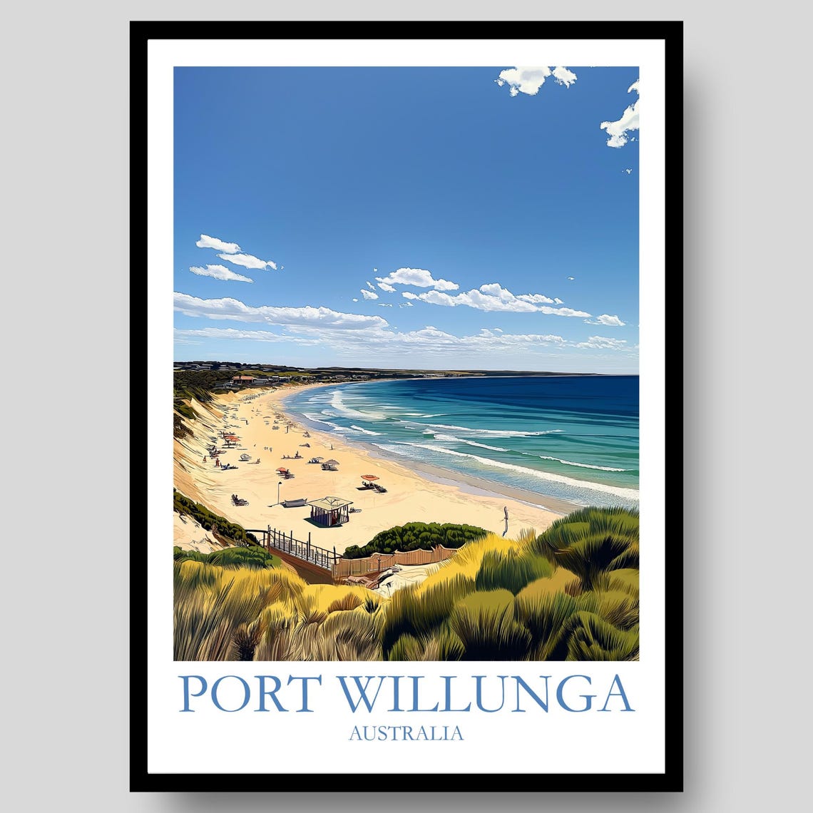 Port Willunga Australia Golden Beach Boardwalk Travel Poster