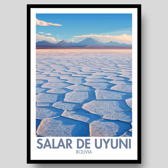 Salar De Uyuni Poster Bolivia Bolivian Salt Plains Wall Art Print