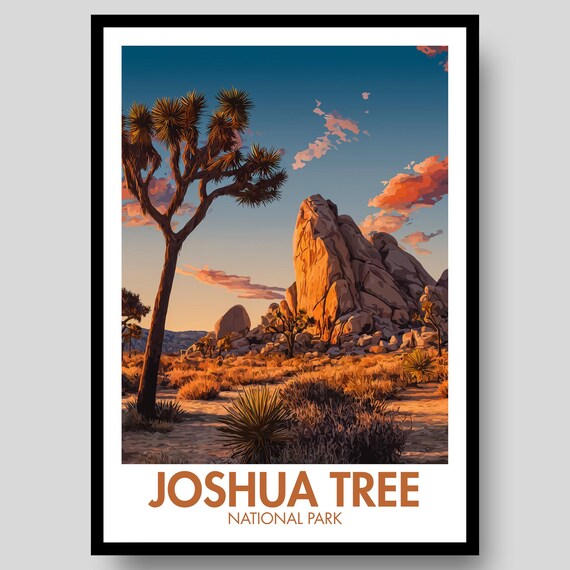 Joshua Tree National Park Sunset Rock Formations Desert Glow Poster