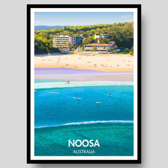 Noosa Poster Australia Queensland Sunshine Coast Australian Wall Art Souvenir Surf
