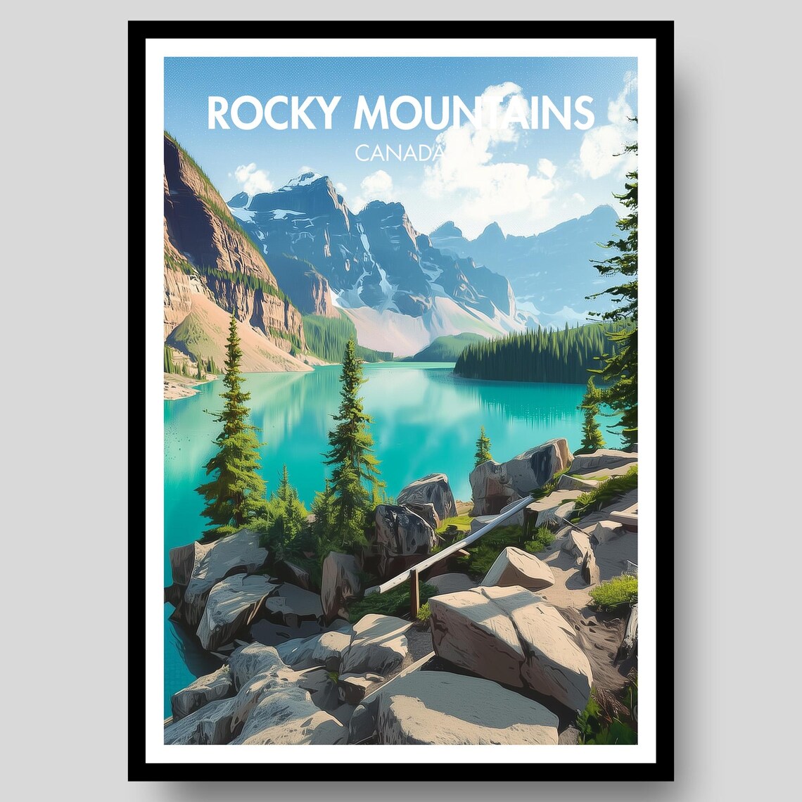 Rocky Mountains Poster, Banff Canada Travel Poster