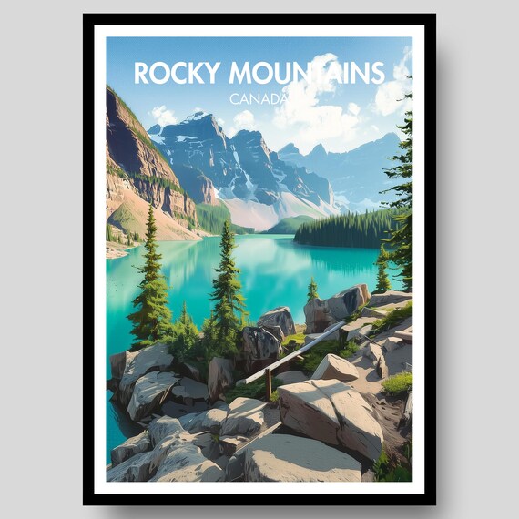 Rocky Mountains Poster, Banff Canada Travel Poster