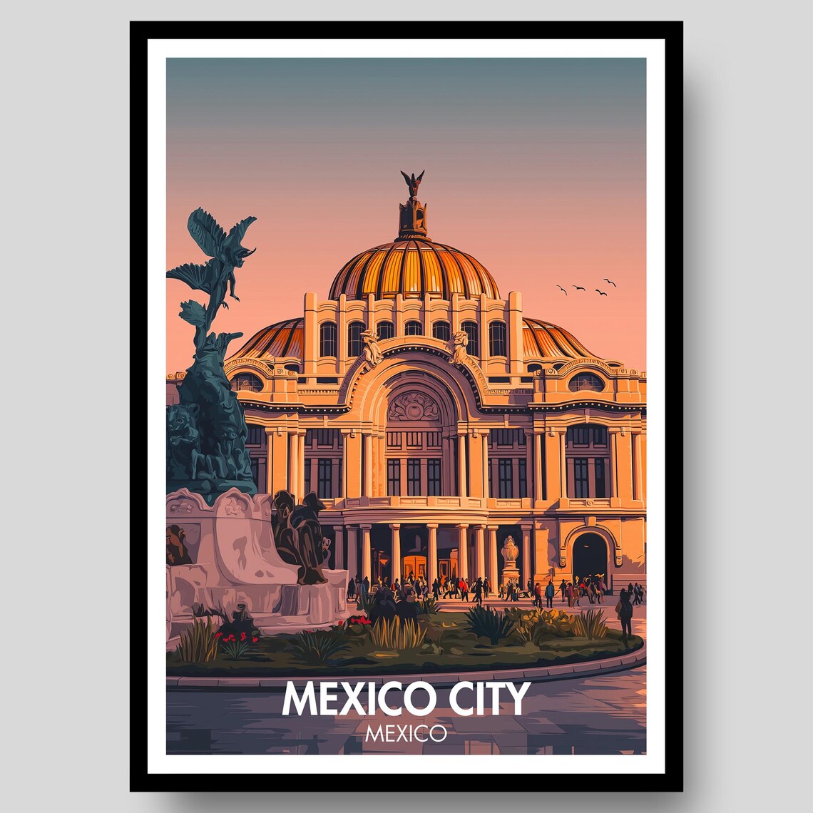 Mexico City Poster, Mexican Travel Poster