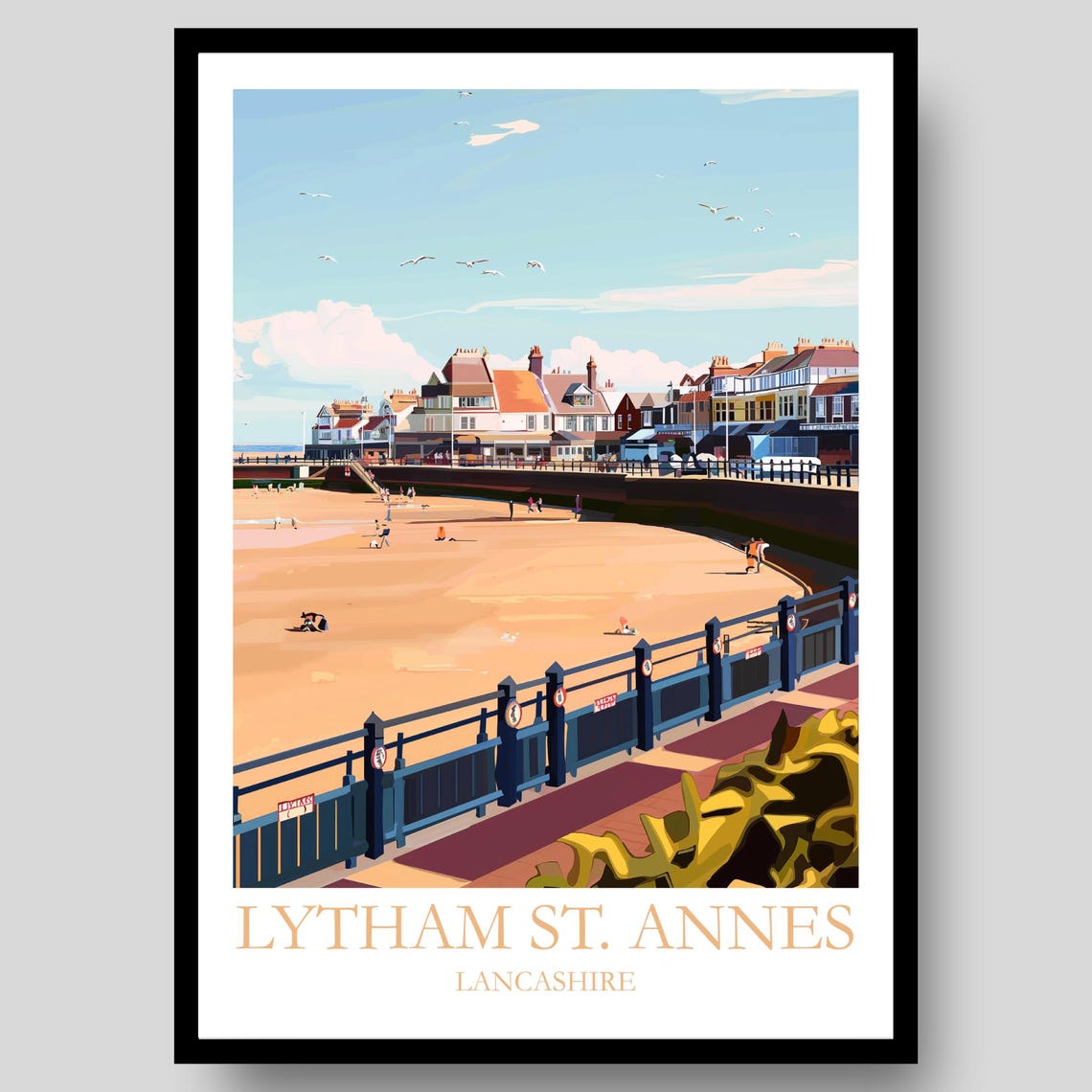 Lytham St Annes Lancashire Beach Promenade Travel Art Poster