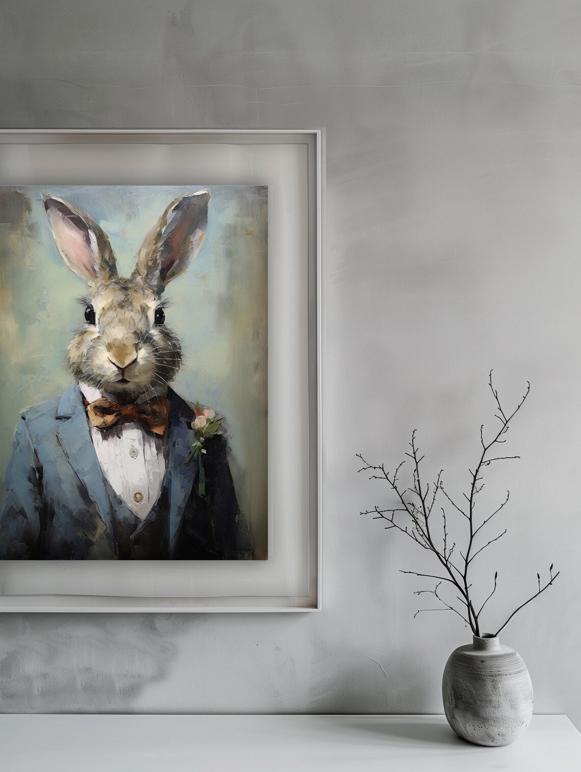 Rabbit Gentleman Vintage Portrait Art Print - Image 2