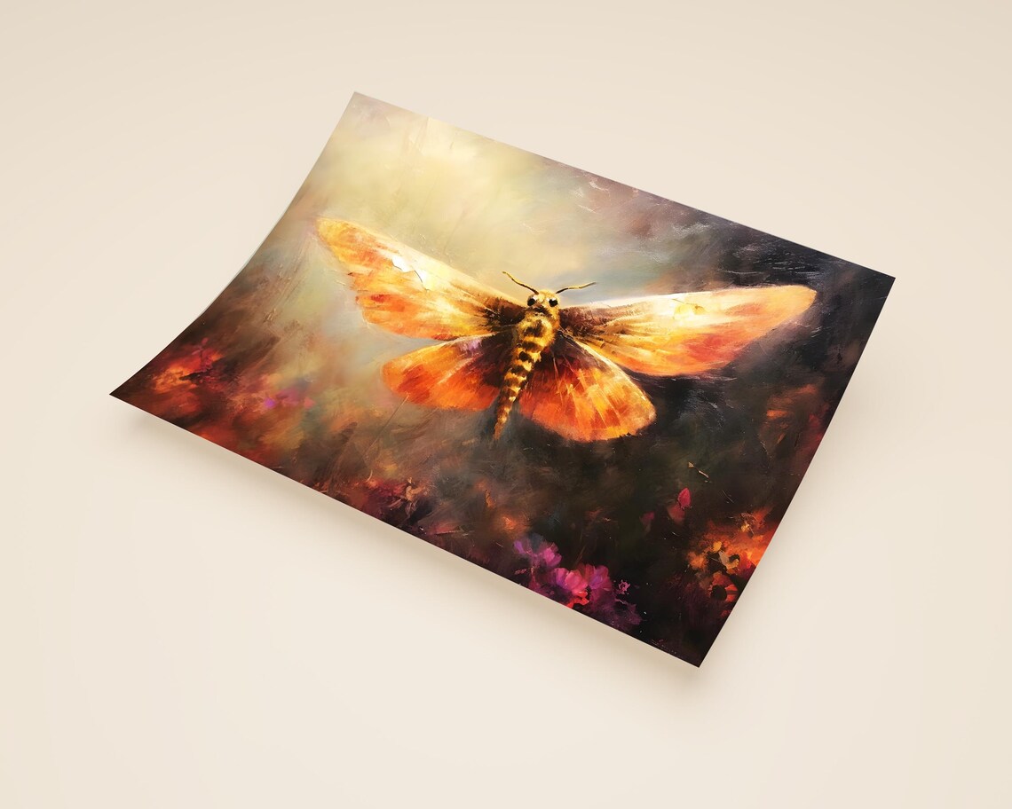 Mystical Moth Painting, Dark Academia Art Print - Image 2
