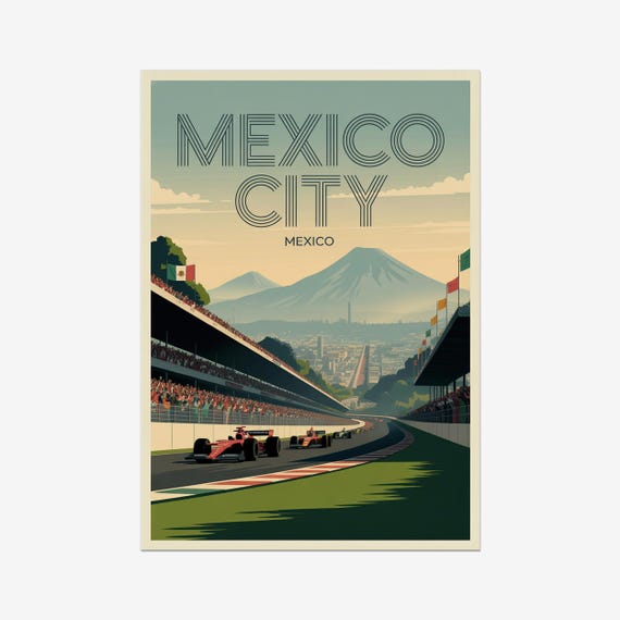 Mexico F1 Circuit Vintage Poster Motorsport Retro