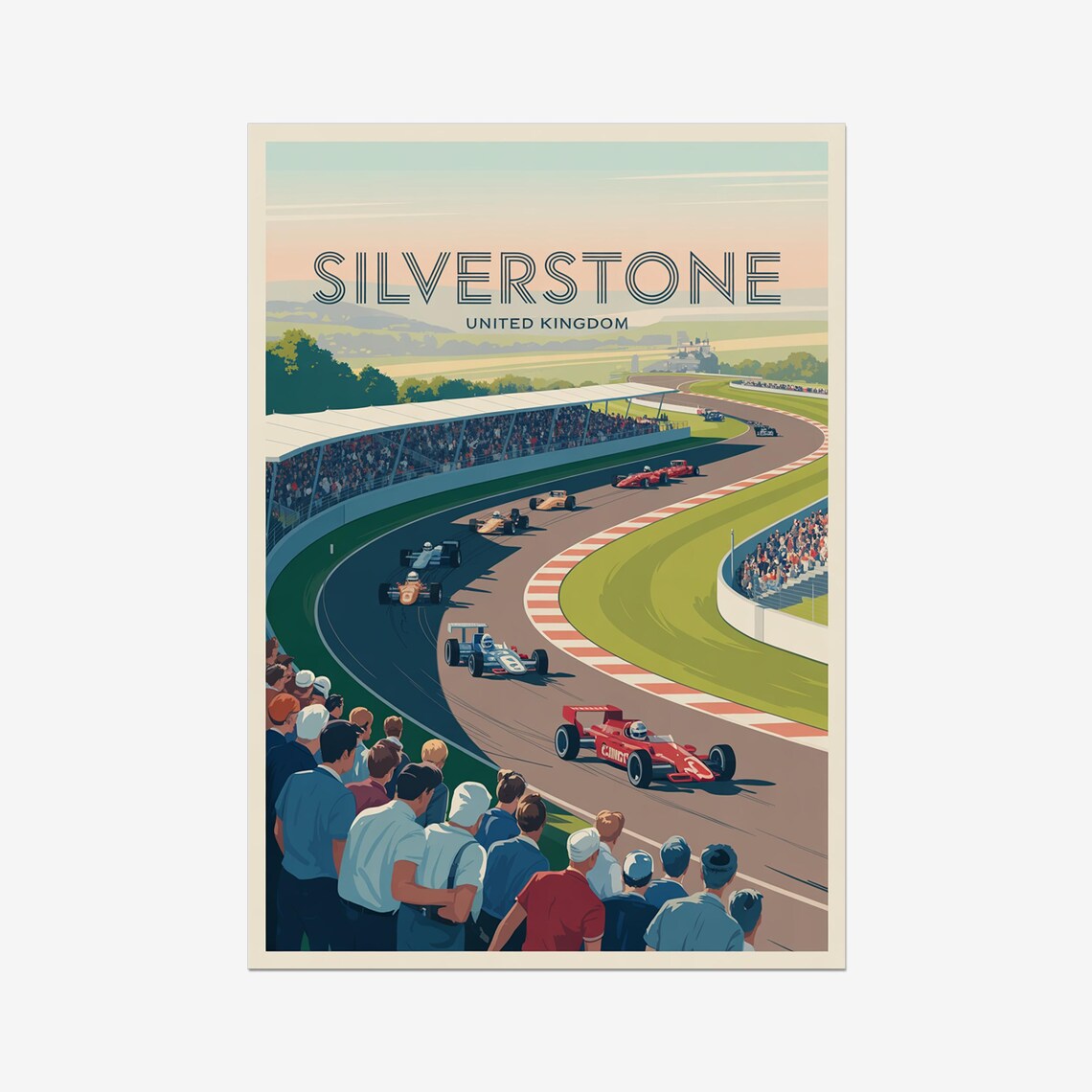 Silverstone United Kingdom Vintage F1 Race Circuit Retro Poster