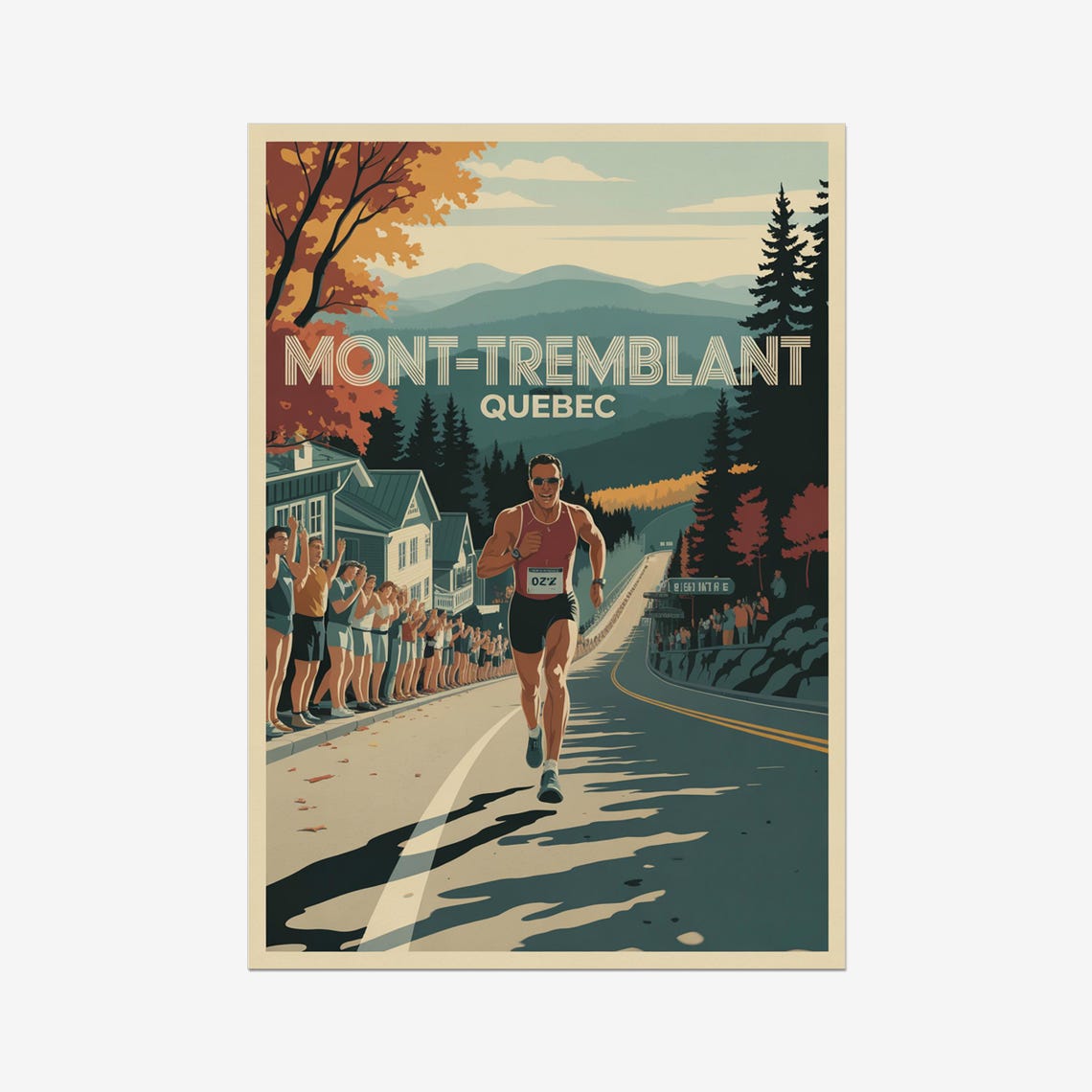 Mont Tremblant Quebec Triathlon Run Autumn Retro Sports Poster