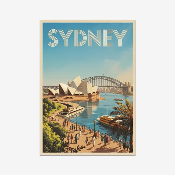 Sydney Vintage Travel Poster Australia Retro