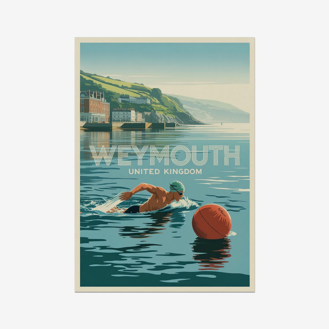 Weymouth United Kingdom Open Water Swim Triathlon Racing Poster