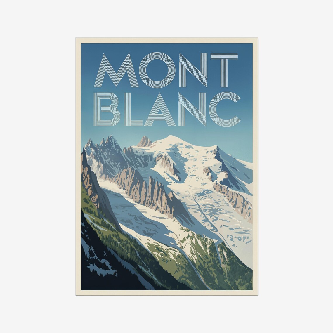 Montblanc Vintage Travel Poster, French Alps France