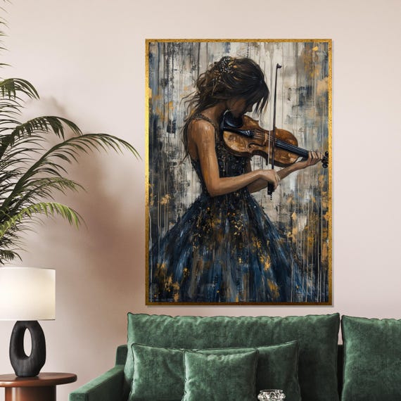 Violinist Art Elegant Woman Wall Art Music Lover Print Modern Art Decor Wall Art Design Ready To Hang Decoration