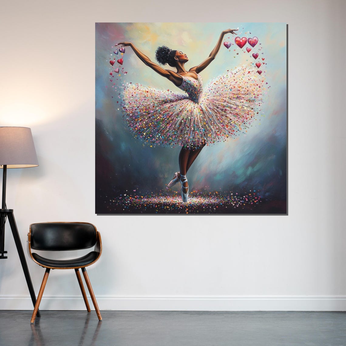 Whimsical Ballerina with Heart Confetti Tutu Joyful Dance Poster - Image 2