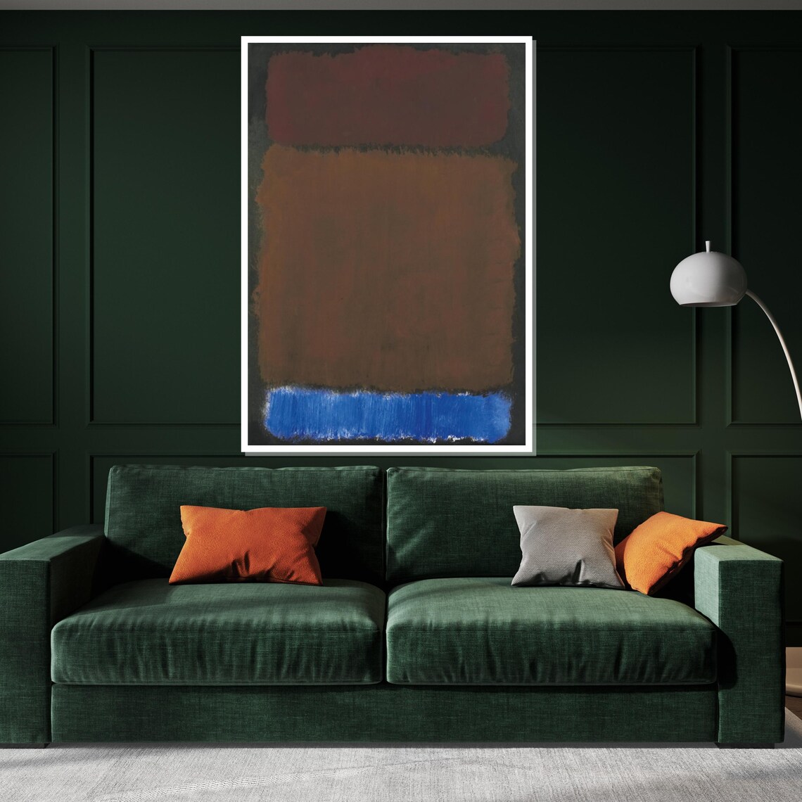 Earthy Bronze and Blue Color Field Abstract Modern Art Poster - Image 3