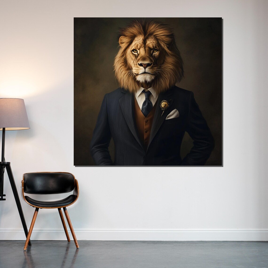 Lion Gentleman Formal Suit Regal Animal Oil Portrait Style Poster - Image 2