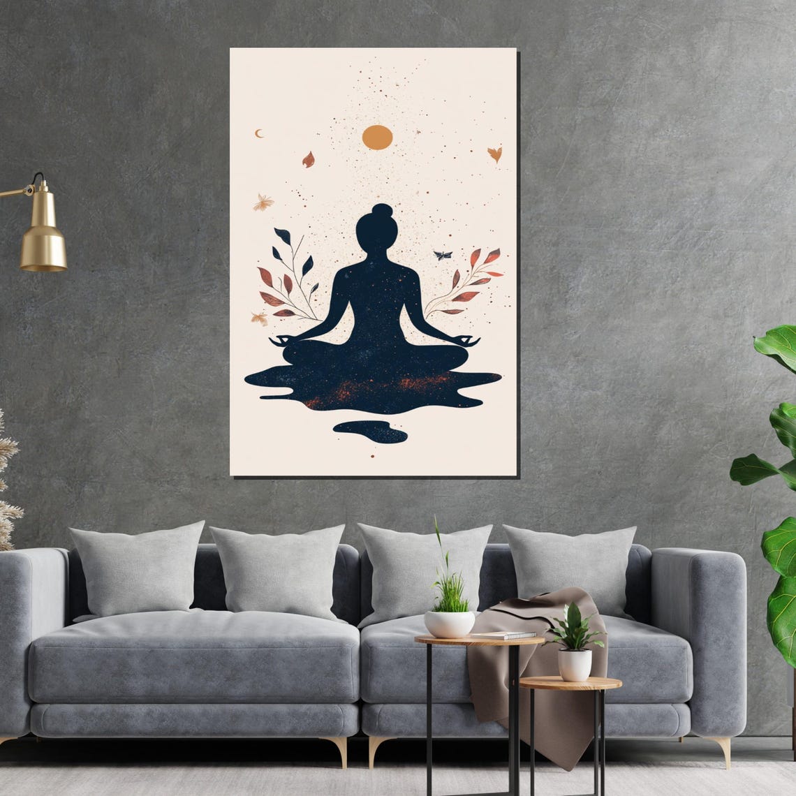 Zen Meditating Woman Botanical Minimalist Serene Boho Yoga Poster - Image 2