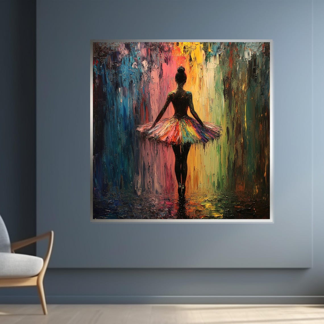 Rainbow Tutu Ballerina Silhouette Colorful Rain Curtain Poster - Image 4