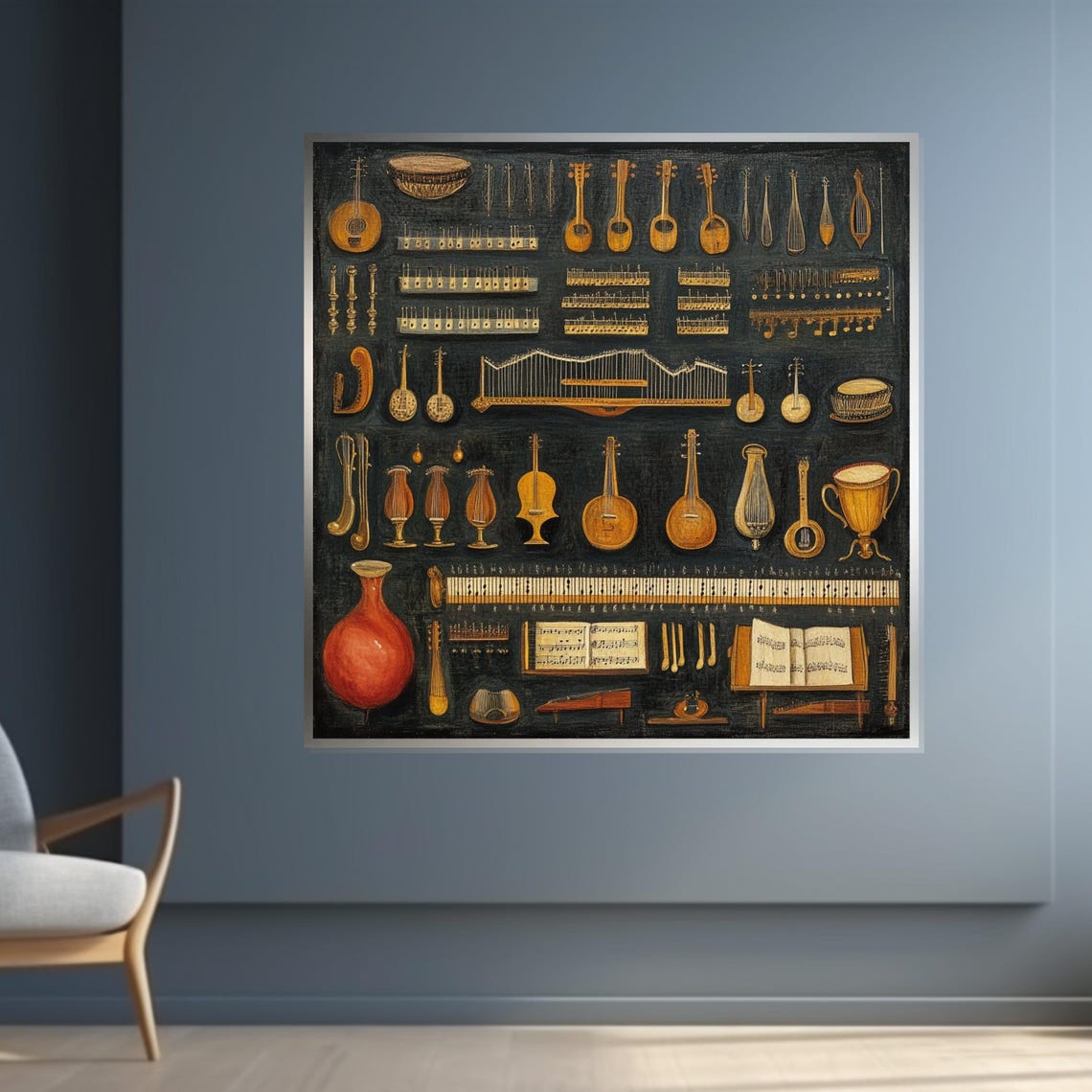 Antique Musical Instruments Chart Vintage Engraving Style Poster - Image 4