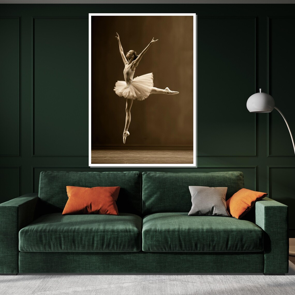 Sepia Ballerina in Grand Jete Leap Timeless Ballet Photo Poster - Image 3