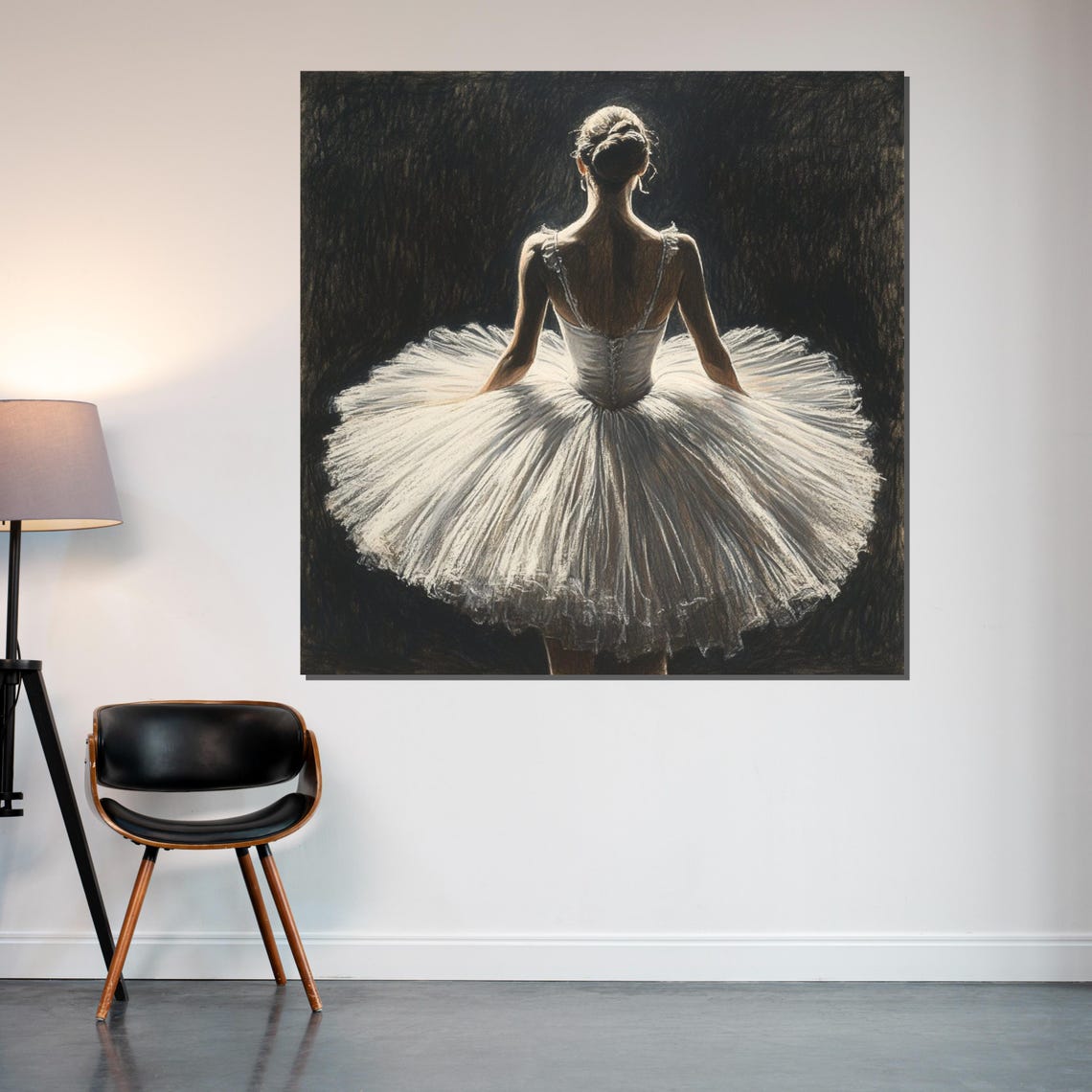 Ballerina in White Tutu Seen from Behind Classic Ballet Poster - Image 2