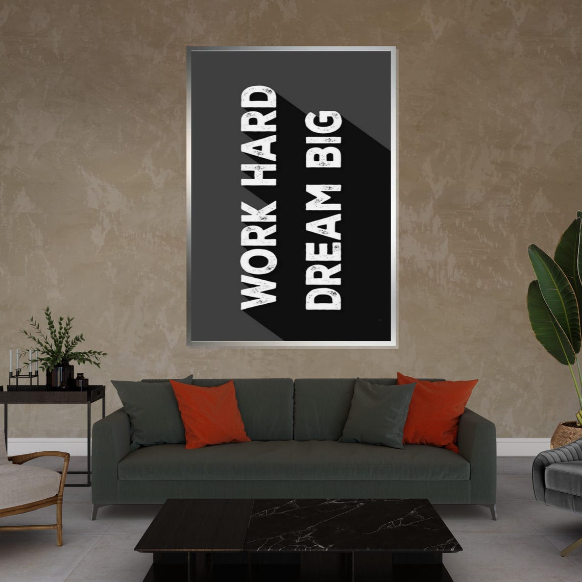 Work Hard Dream Big Bold White Typography Motivational Poster - Image 4