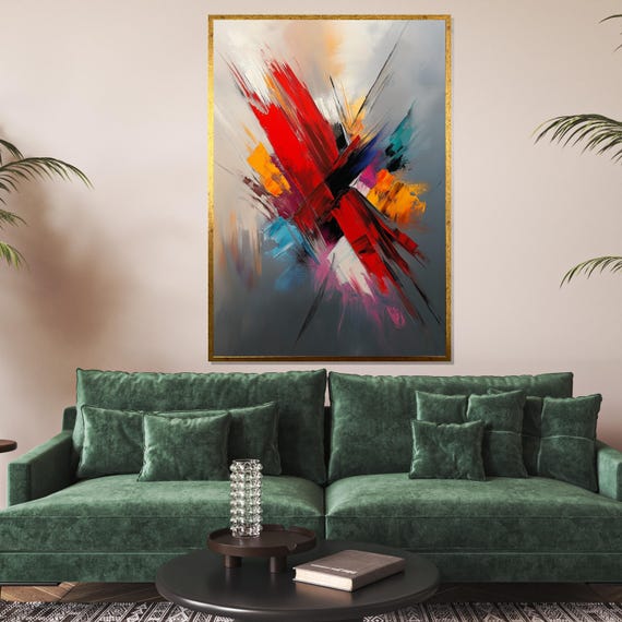 Bold Abstract Color Splash Wall Art Contemporary Expressionist Painting Modern Art Design Ready To Hang Decoration