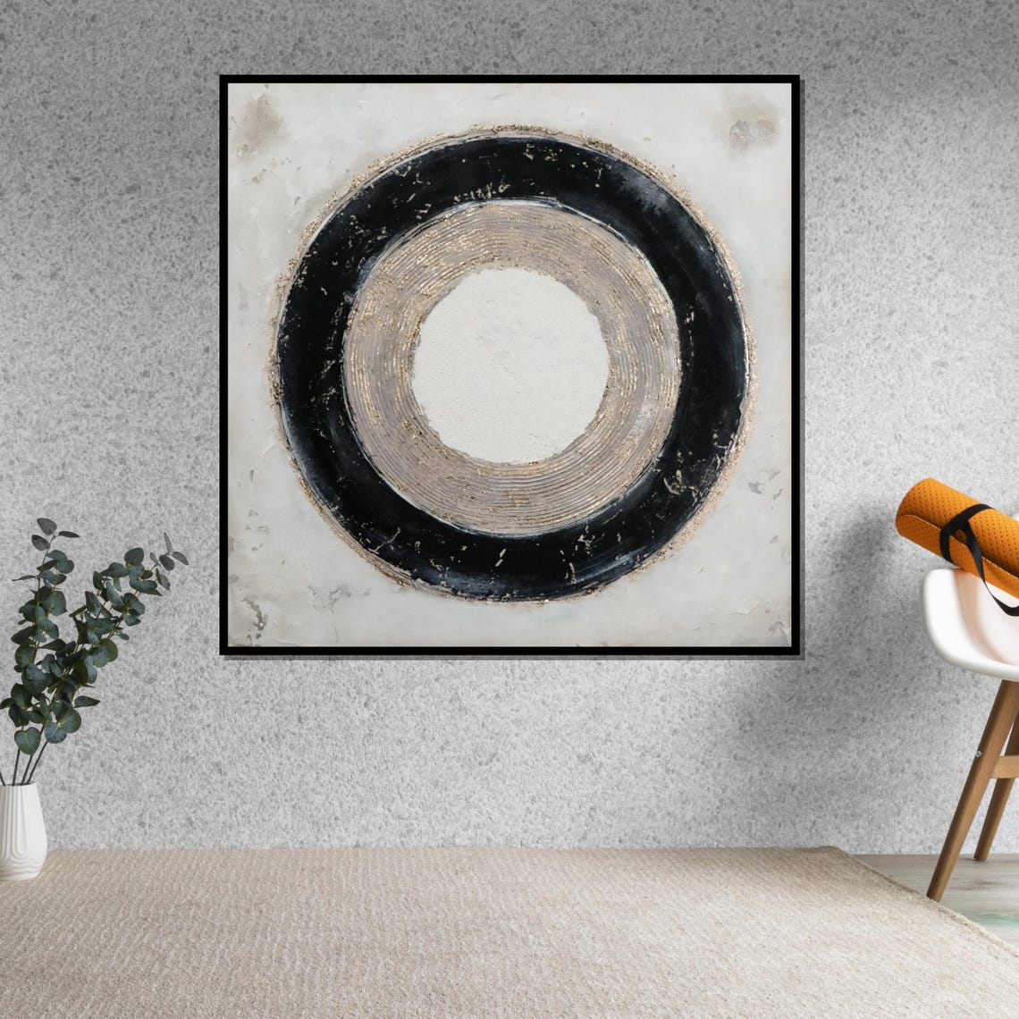 Black Gold Circle Abstract Ring Textured Modern Decorative Poster - Image 5