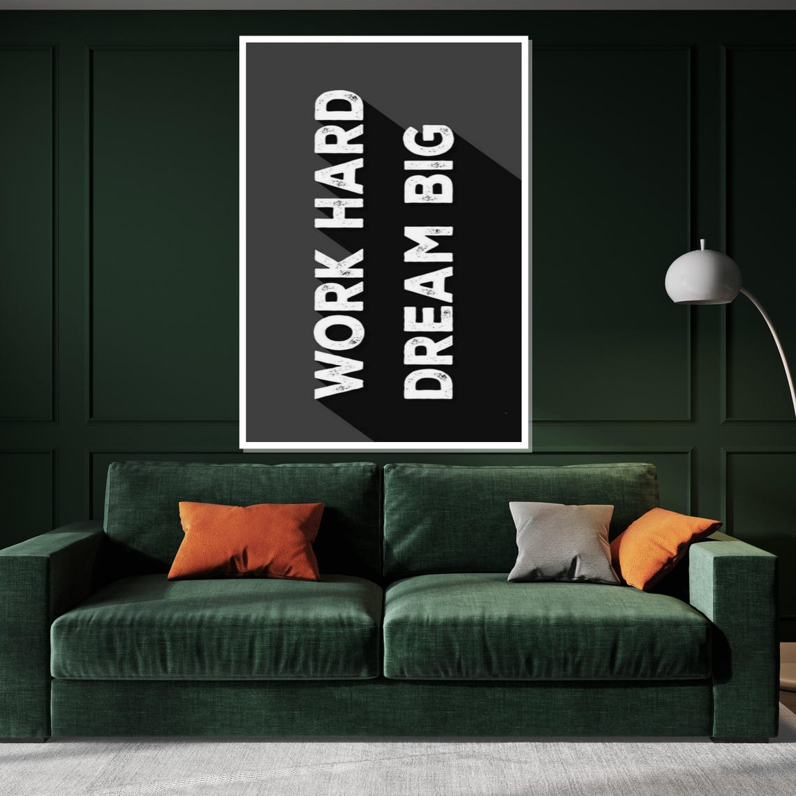 Work Hard Dream Big Bold White Typography Motivational Poster - Image 3