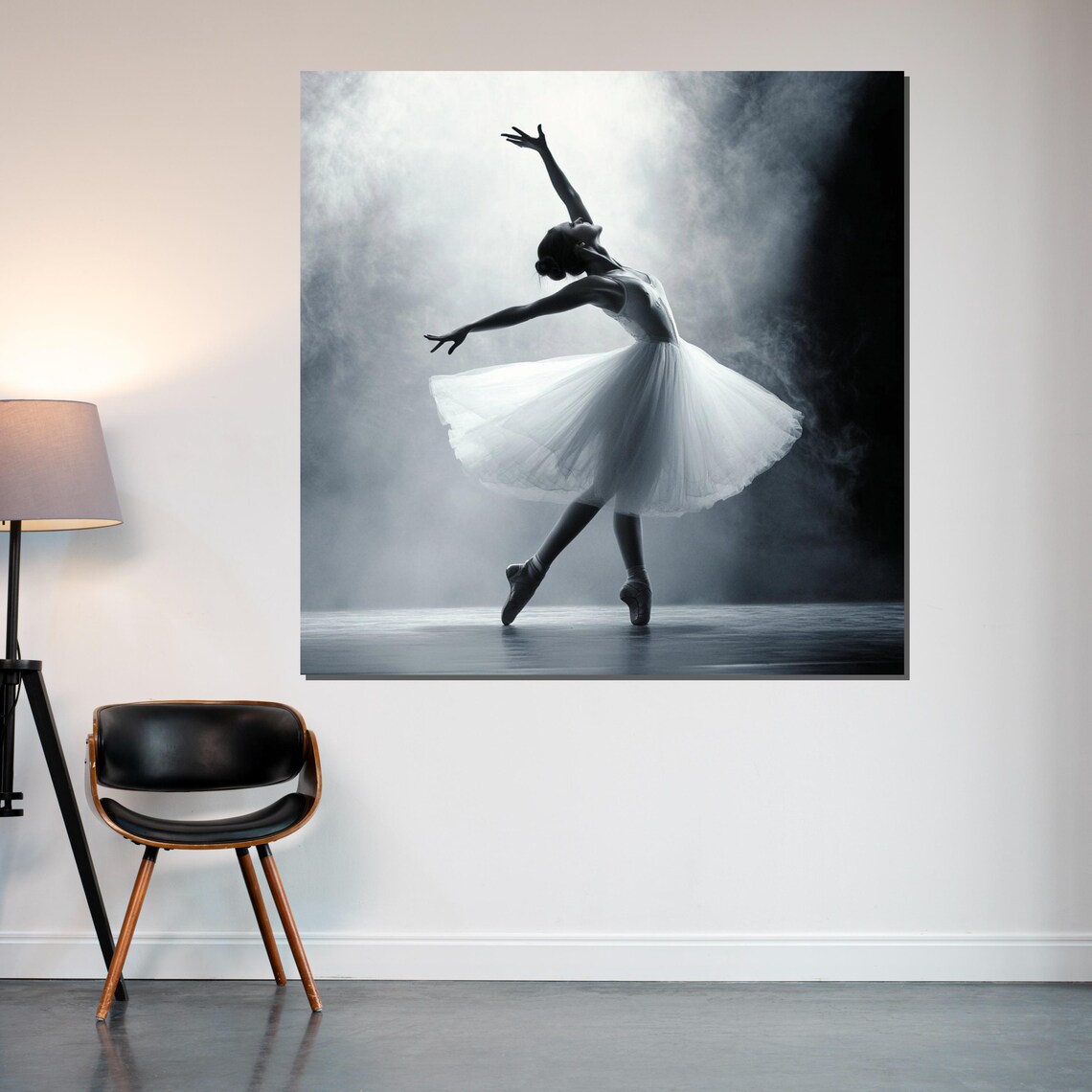 Black and White Ballerina in Spotlight Dramatic Stage Photo Poster - Image 2