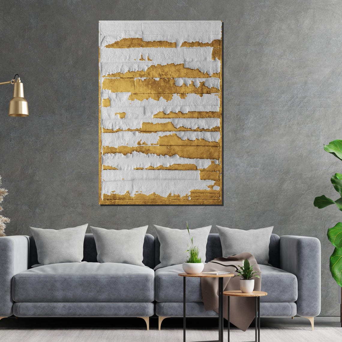 Gold Stripe Bands Textured White Luxe Modern Abstract Poster - Image 5