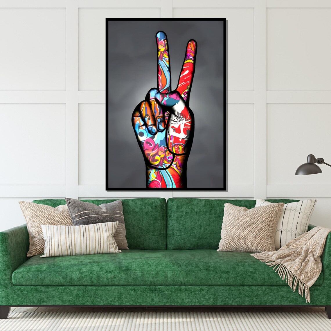 Peace Sign Hand Covered In Colorful Graffiti Urban Street Art Poster - Image 5
