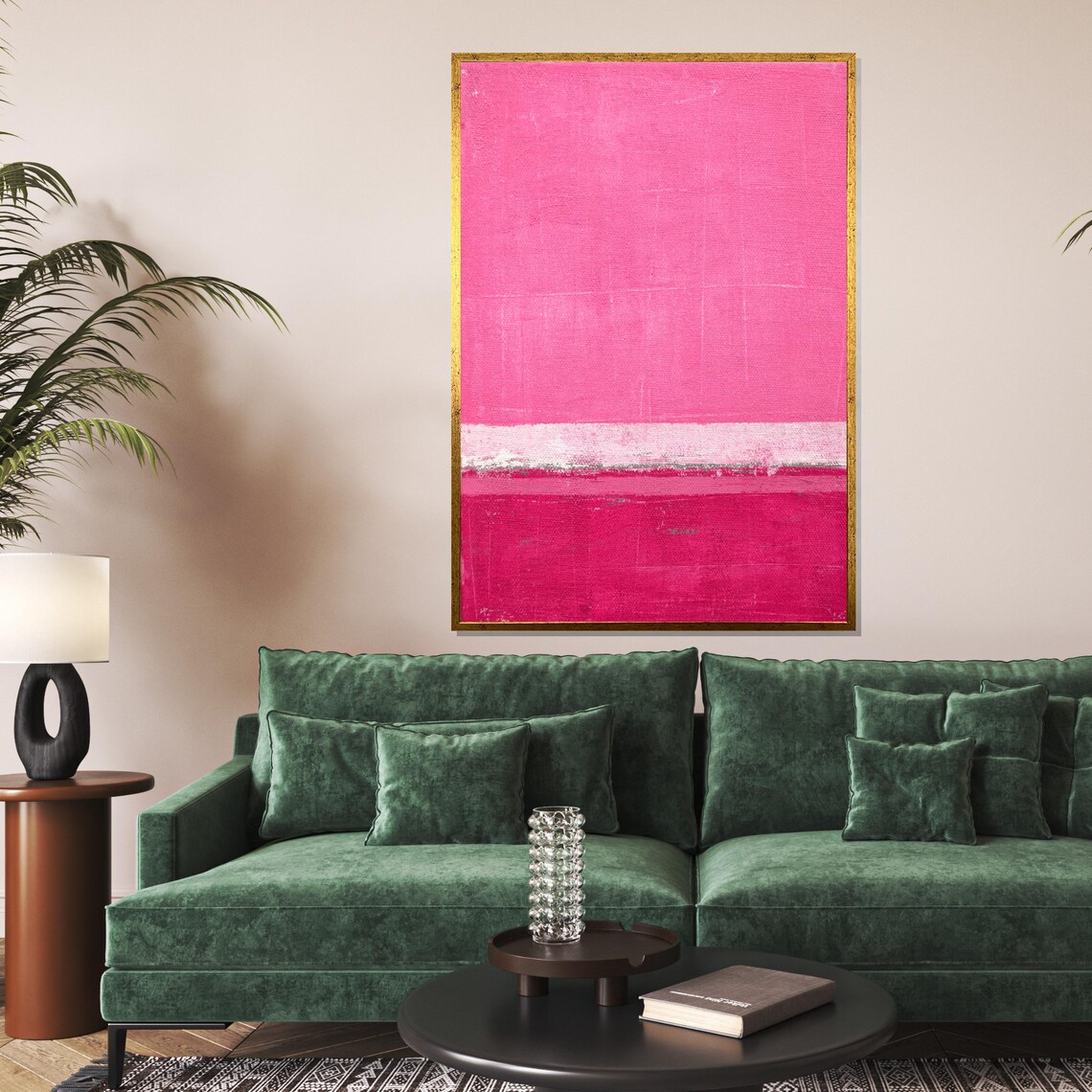Vivid Pink Tone Minimalist Color Field Modern Soft Art Poster